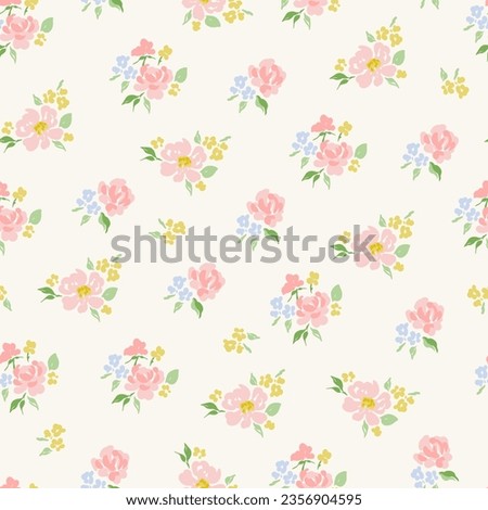 Vector Romantic Floral Illustrated Seamless Pattern Royalty-Free Stock Photo #2356904595