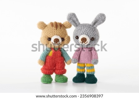 Handmade knitted toy. cute and small animal Amigurumi doll. medical