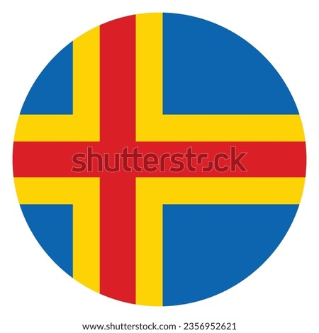 The flag of Aland. Button flag icon. Standard color. Circle icon flag. Computer illustration. Digital illustration. Vector illustration.