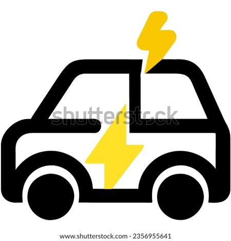 Electric car with lightning bolt icon on a white background, illustration