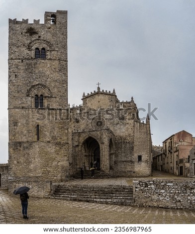 View of the beautiful medieval Cathedral of Erice, Sicily, Italy Royalty-Free Stock Photo #2356987965