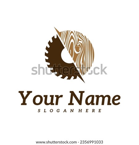 Wood cutter logo design Template. Creative Wood logo vector illustration.