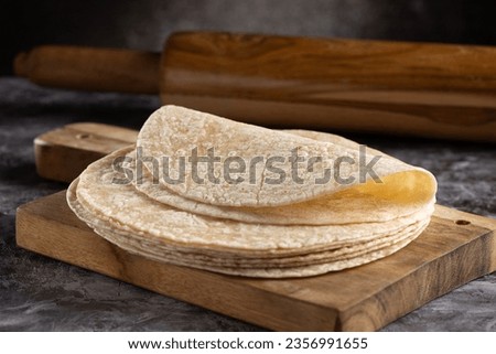 Pita tortillas. Pile of fresh homemade tortillas.