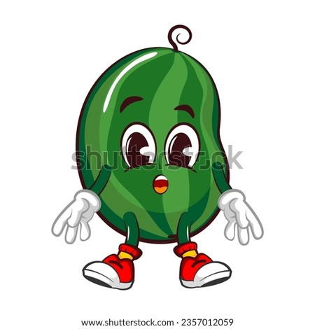 Vector mascot, cartoon and illustration of a cute watermelon fruit being weak and tired