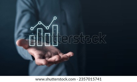 investment, graph, cryptocurrency, coin, bitcoin, indicator, hand, investing, trader, risk. close up to palm of hands has bar chart HUD show it. there chart fluctuate by prices of market and demand.