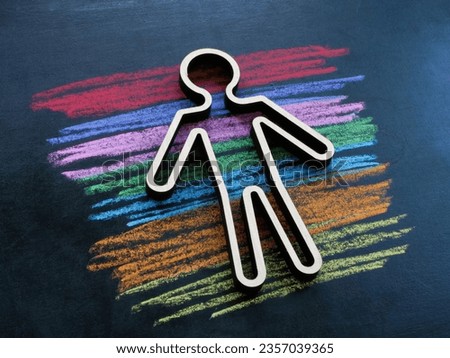 Neurodiversity concept. Multicolored lines and outline of a person. Royalty-Free Stock Photo #2357039365