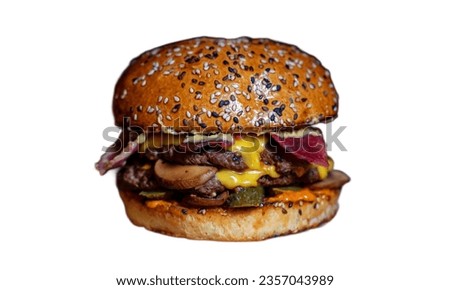 fresh tasty burger isolated on white background. Perfect hamburger delicious classic burger.