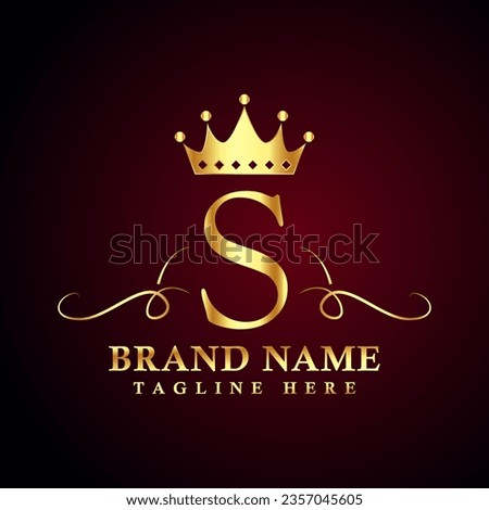 Luxury brand letter S logo with crown.