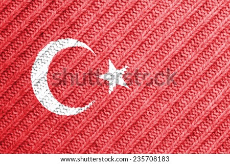 The concept of national flag on wool background: Turkey