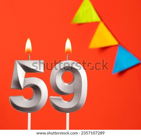 Birthday candle number 59 - Invitation card in orange background