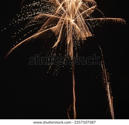 bright yellow white and red fireworks at night