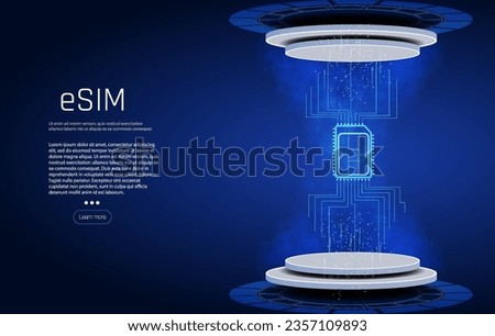 Embedded SIM concept. New mobile communication technology. Concept for mobile sim card technology and network. Futuristic projection esim card. vector illustration 5G Sim Card. Wireless cellphone. Royalty-Free Stock Photo #2357109893