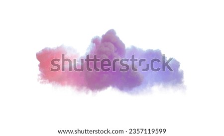3d render, soft pastel cloud isolated on white background. Fantasy sky clip art element