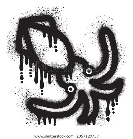 Squid graffiti with black spray paint