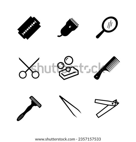Set of hairdresser tools icons. Daily treatment. Vector Illustration. 