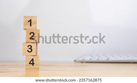 Wood cube stack alphabet 1 2 3 4 PRIORITY on white background.
PRIORITIES and business important planning urgency 1234  concept. Royalty-Free Stock Photo #2357162875