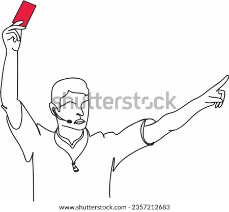 Football Referee Showing Red Card - Hand-Drawn Cartoon Sketch Vector, Furious Soccer Referee - Red Card Cartoon Clip Art Vector, Serious Football Official, Soccer Referee Disqualification