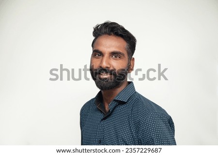 Male african east asian with beard portrait head shot. 