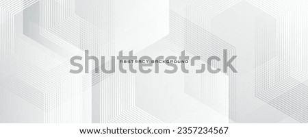 White geometric abstract background overlap layer on bright space with lines effect decoration. Modern graphic design element hexagons style concept for banner, flyer, card, cover, or brochure Royalty-Free Stock Photo #2357234567