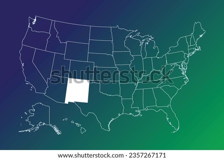 Vector graphic of modern editable map of the United States with each state able to be color filled independently Royalty-Free Stock Photo #2357267171