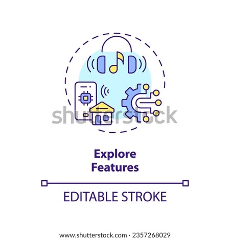 2D editable explore features thin line icon concept, isolated vector, multicolor illustration representing voice assistant.