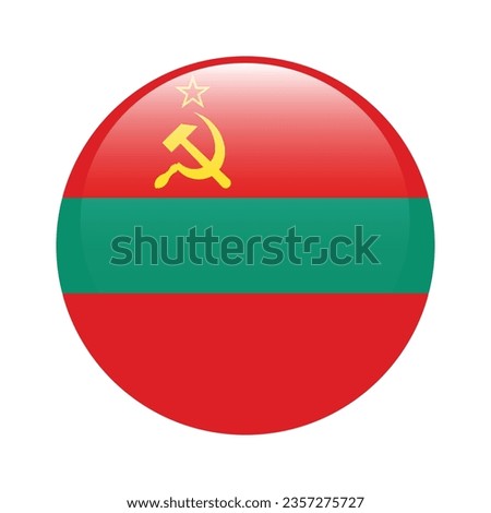 The flag of Transnistria. Button flag icon. Standard color. Circle icon flag. 3d illustration. Computer illustration. Digital illustration. Vector illustration.
