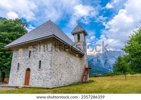 The Catholic Church in the valley of Theth National Park, Albania. albanian alps