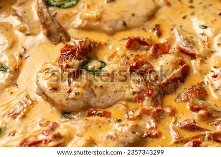 Marry Me Chicken. Creamy Garlic Sun Dried Tomato Chicken. Healthy food Royalty-Free Stock Photo #2357343299