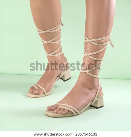 Classic women's beautiful feet picture in wear stylish high heels shoes in the isolated background.