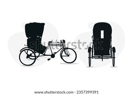 silhouette of rickshaw in Bangladesh and India.