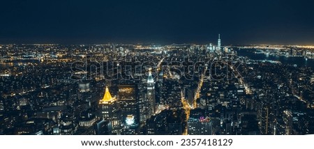 manhattan new york city panorama seen lighting up the night summer 2015