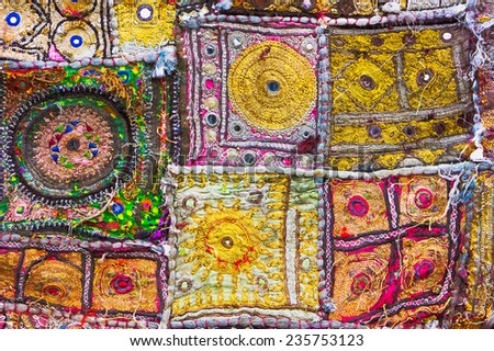 Part of a patchwork indian cloth