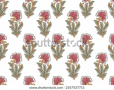 INDIAN BLOCK FLORAL ALL OVER PRINT SEAMLESS PATTERN VECTOR ILLUSTRATION Royalty-Free Stock Photo #2357537711