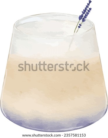 Watercolor lavender milk tea watercolor illustration isolated element