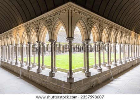 The Mont-Saint-Michel Abbey is an abbey located within the city and island of Mont-Saint-Michel in Normandy, in the department of Manche Royalty-Free Stock Photo #2357598607