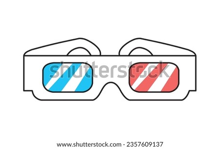 3d cinema paper glasses isolated vector illustration