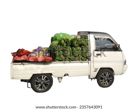 pick-up trucks carry fruit and vegetables from the garden to the market
