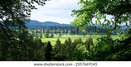 Panoramic view of beautiful greenery in the morning of the countryside in Germany. Royalty-Free Stock Photo #2357669145