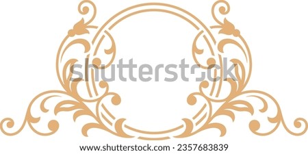 Flourish golden monogram circle frame. Vintage border