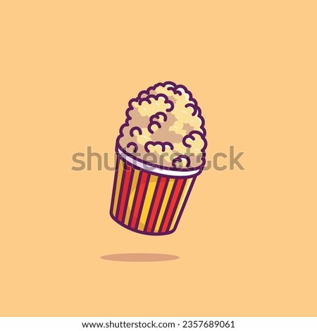 Popcorn food floating simple cartoon vector illustration food concept icon isolated