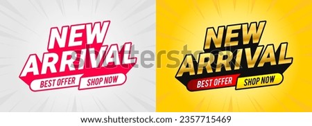 New Arrival vector set label template design. New Arrival gold label. For label, banner, sticker, icon, poster, product sign. Simple and modern vector illustration Royalty-Free Stock Photo #2357715469