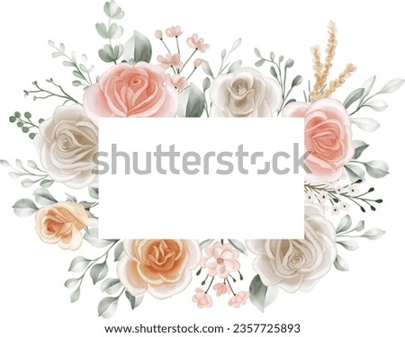 Shades of Peach, Soft Orange and White Roses Flower Frame Background