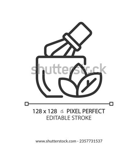 2D pixel perfect editable black herbal icon, isolated vector, thin line illustration representing allergen free.