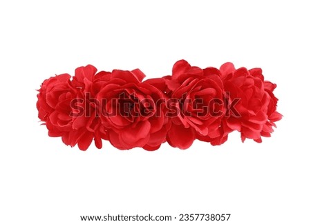 Red Rose Flower Crown front view isolated on white background with clipping paths