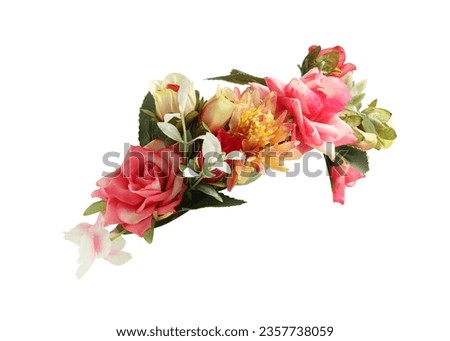 Colorful Flower Crown Side View isolated on white background with clipping paths