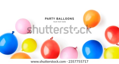 Colorful party balloons frame border isolated on white background. Creative layout. Flat lay, top view. Design element
 Royalty-Free Stock Photo #2357755717