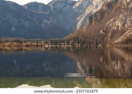 Lake Bled Reflections and Sunset Time in the Julian Alps, Autumn Season European Alps, Bled Radovljica, Slovenia Royalty-Free Stock Photo #2357761879