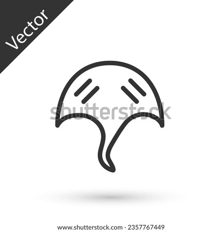 Grey line Stingray icon isolated on white background.  Vector