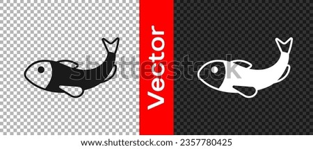 Black Dried fish icon isolated on transparent background.  Vector