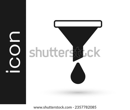 Black Funnel or filter icon isolated on white background.  Vector